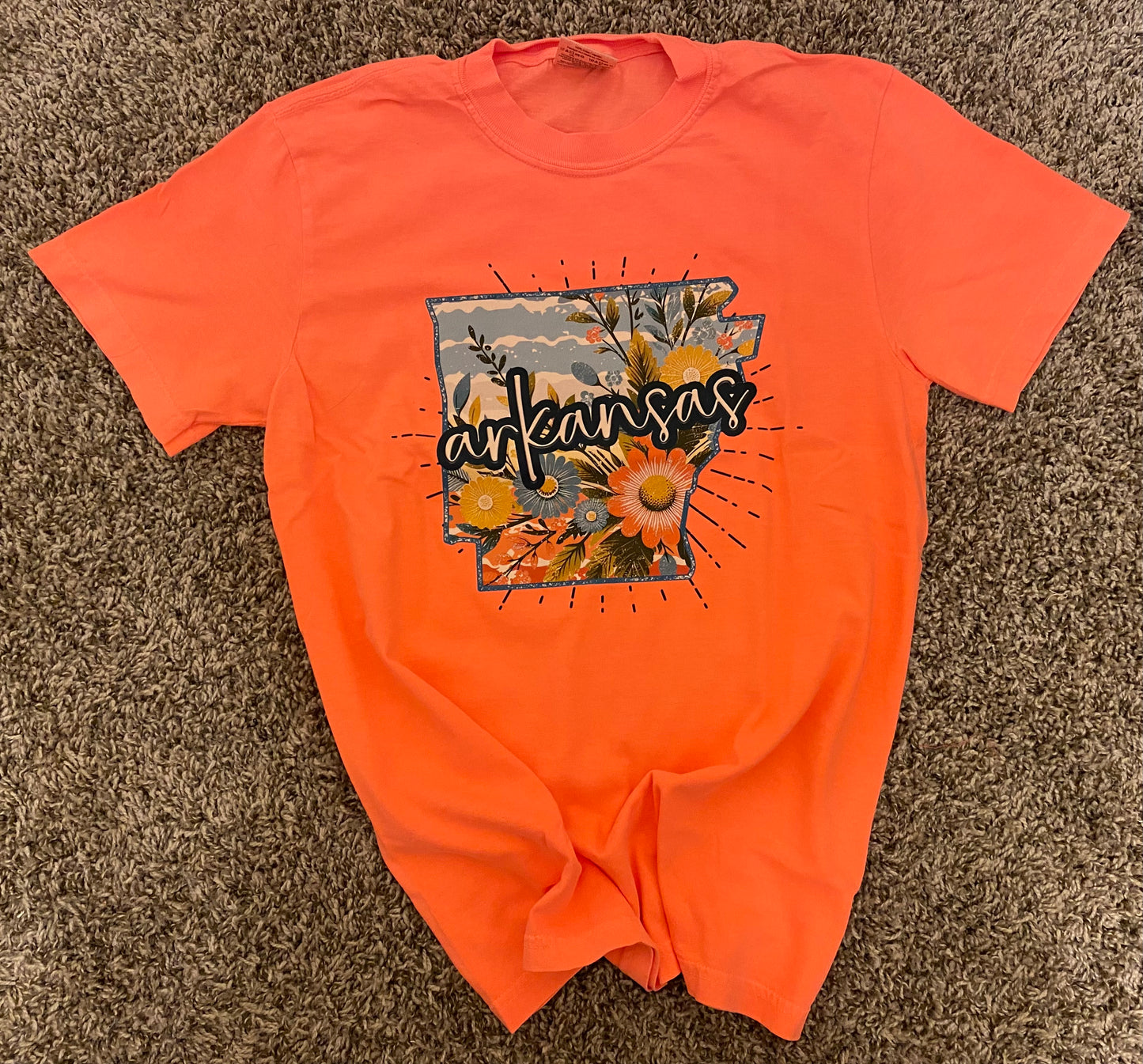 Floral Arkansas Graphic Tee Neon Comfort Colors