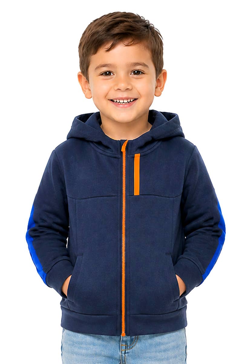 Boy's Navy Fleece Active Zip Up Hoodie