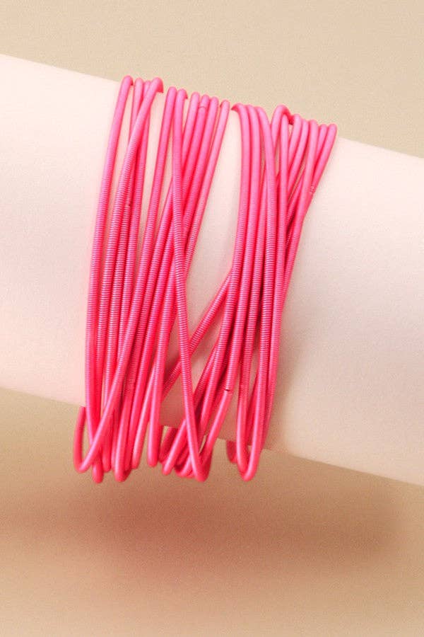 Hot Pink Guitar String Bracelets -20pcs set