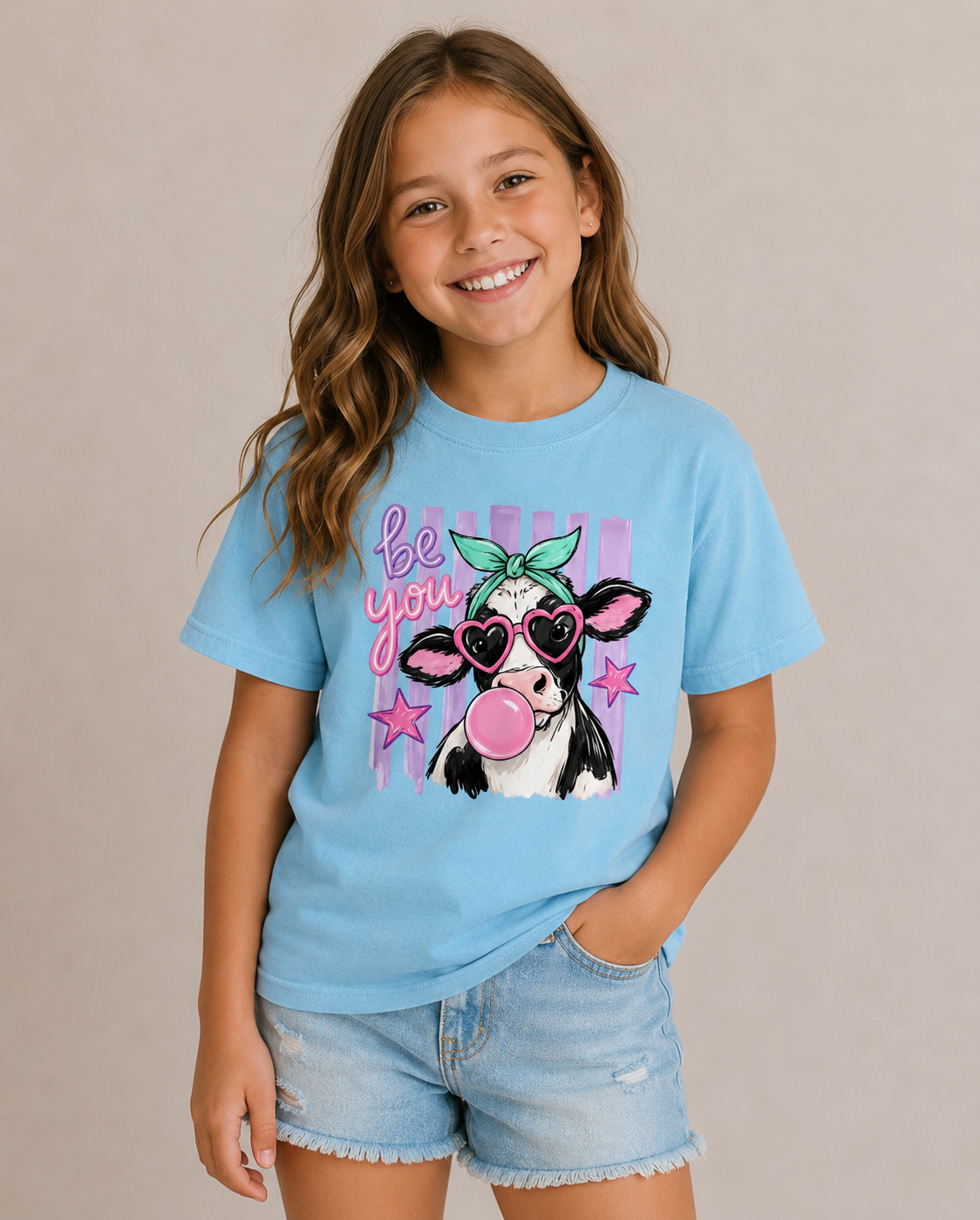 Be You Preppy Cow Kids Graphic Tee