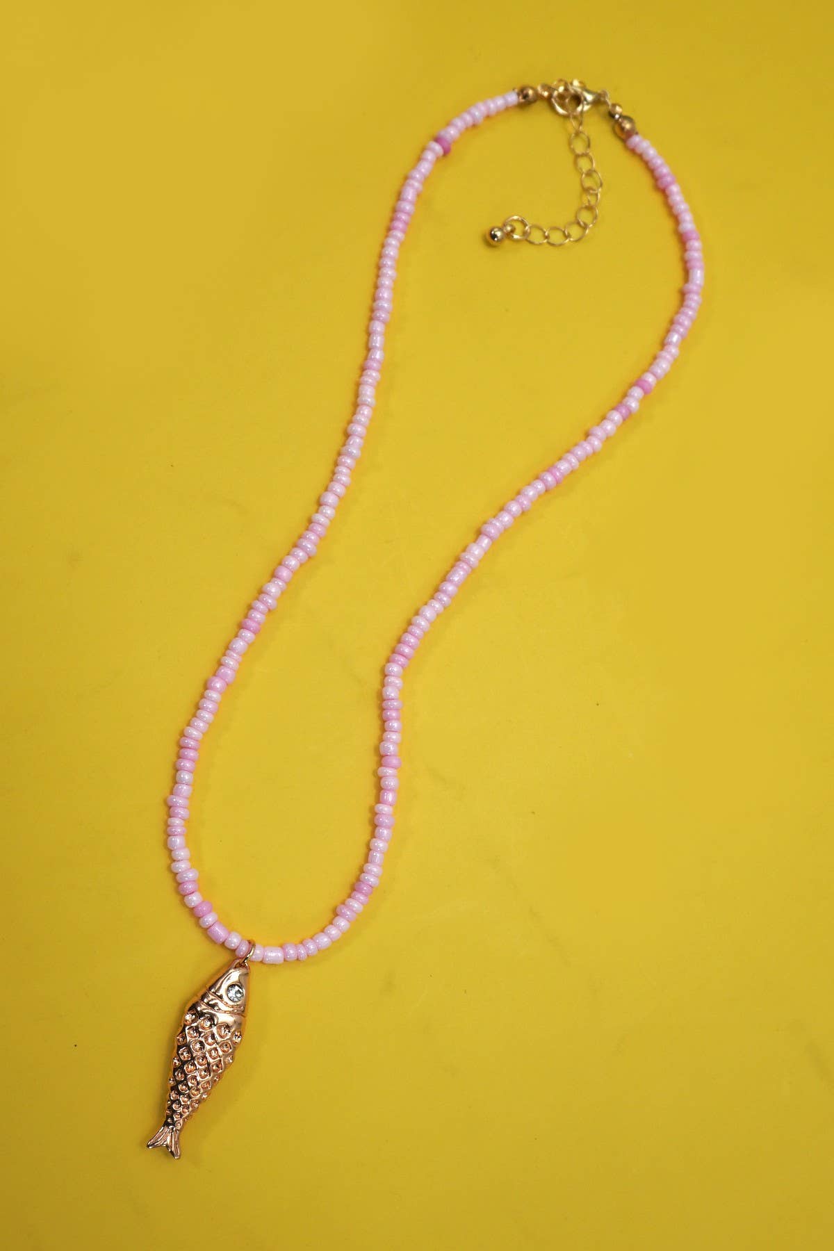 PINK FISH NECKLACE 18K STAINLESS STEEL TARNISH FREE