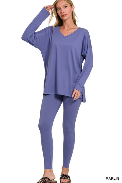 Marlin Microfiber Leggings Set with Long Sleeve Top