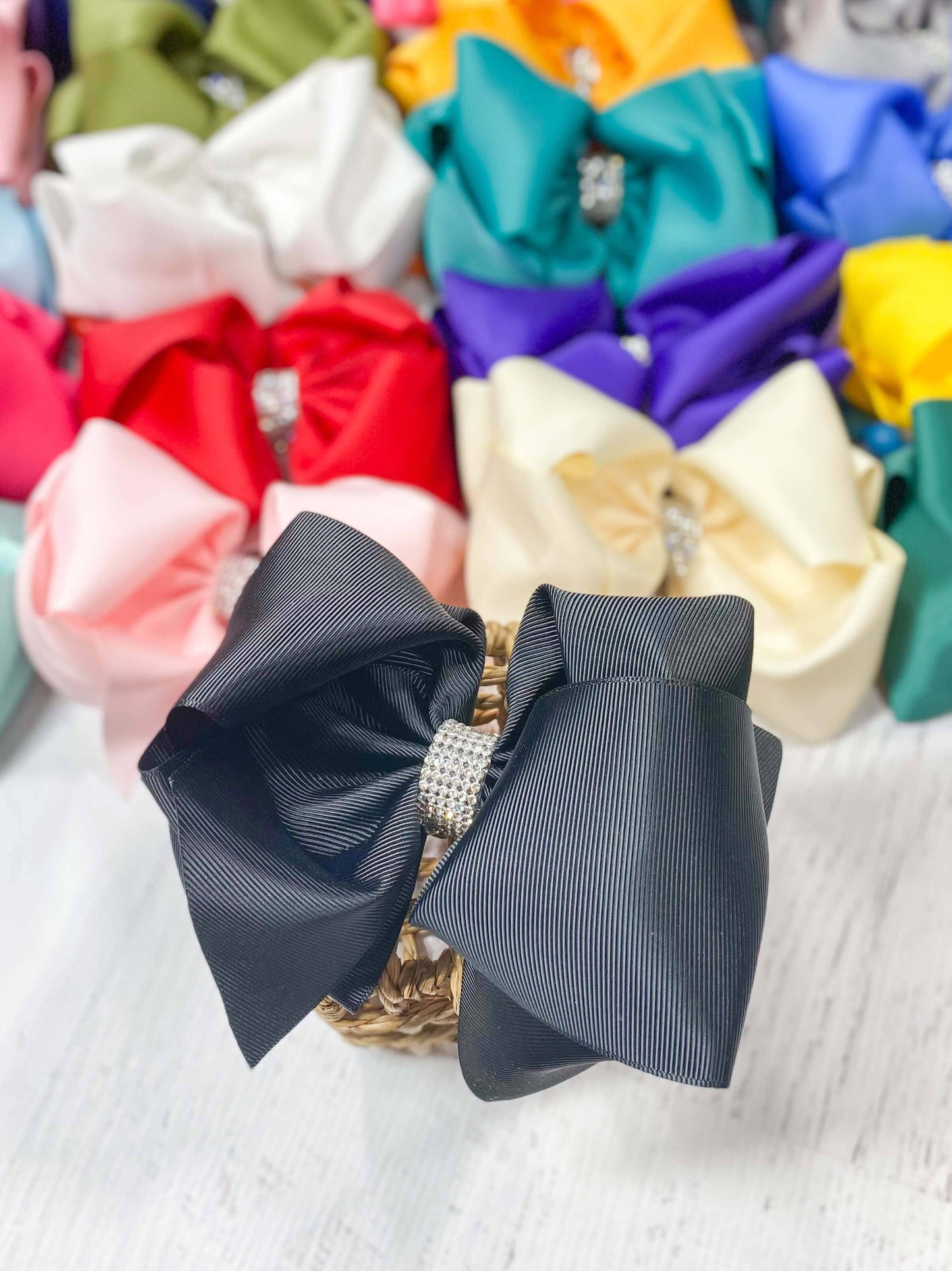 Texas Size Rhinestone Center Knot Hair Bows: Turquoise