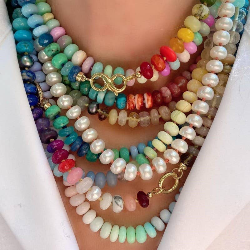 Natural Stone Semi-Precious Glass Mixed Necklace (C)