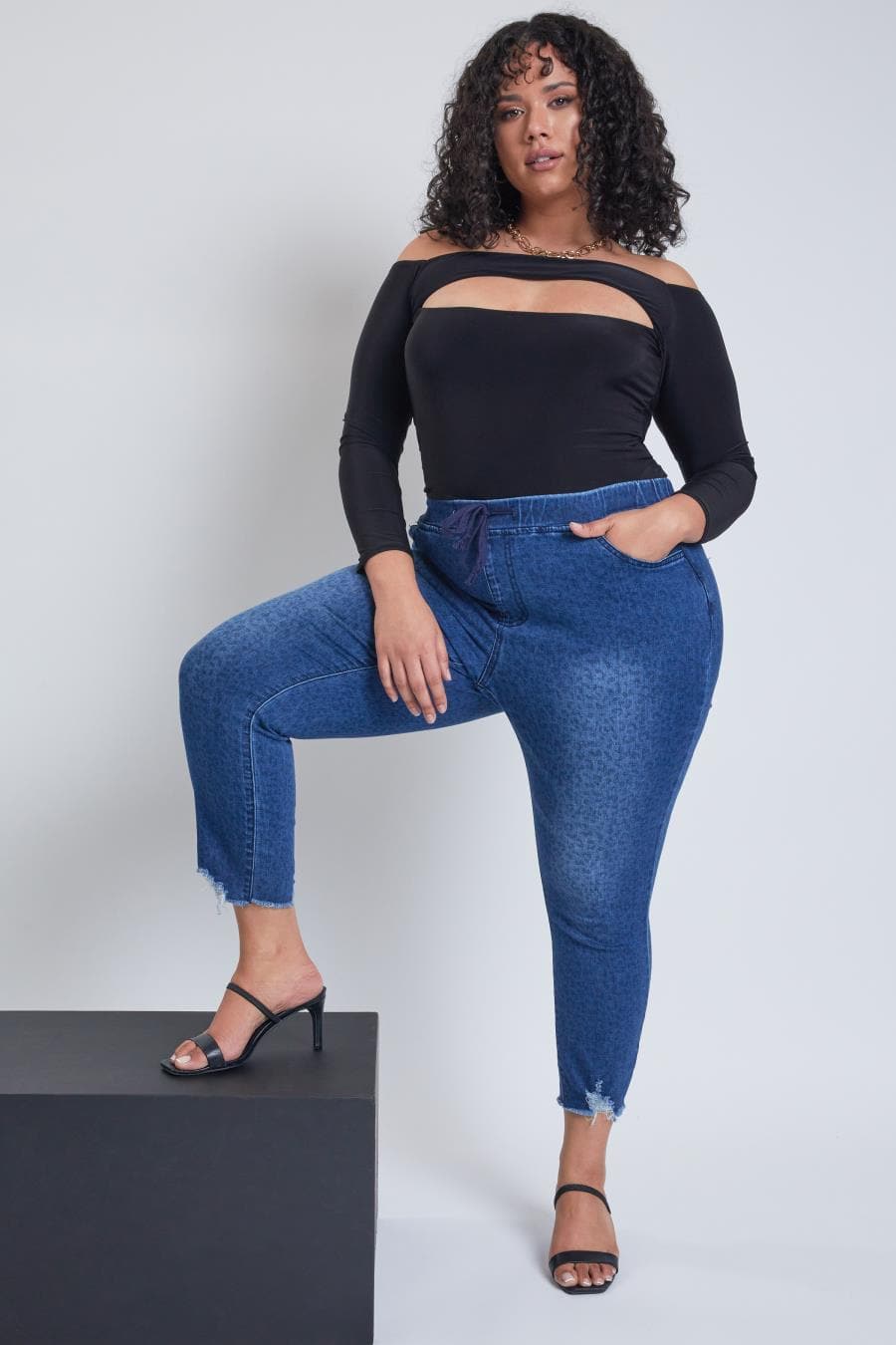 Plus Denim Ankle Joggers