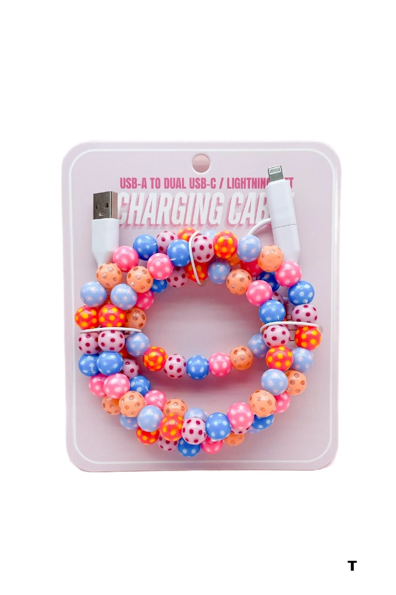 Beaded dual usb fast charging cable