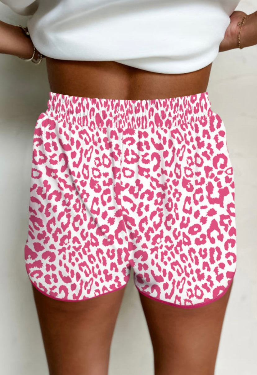 Pink Leopard Athletic Shorts
