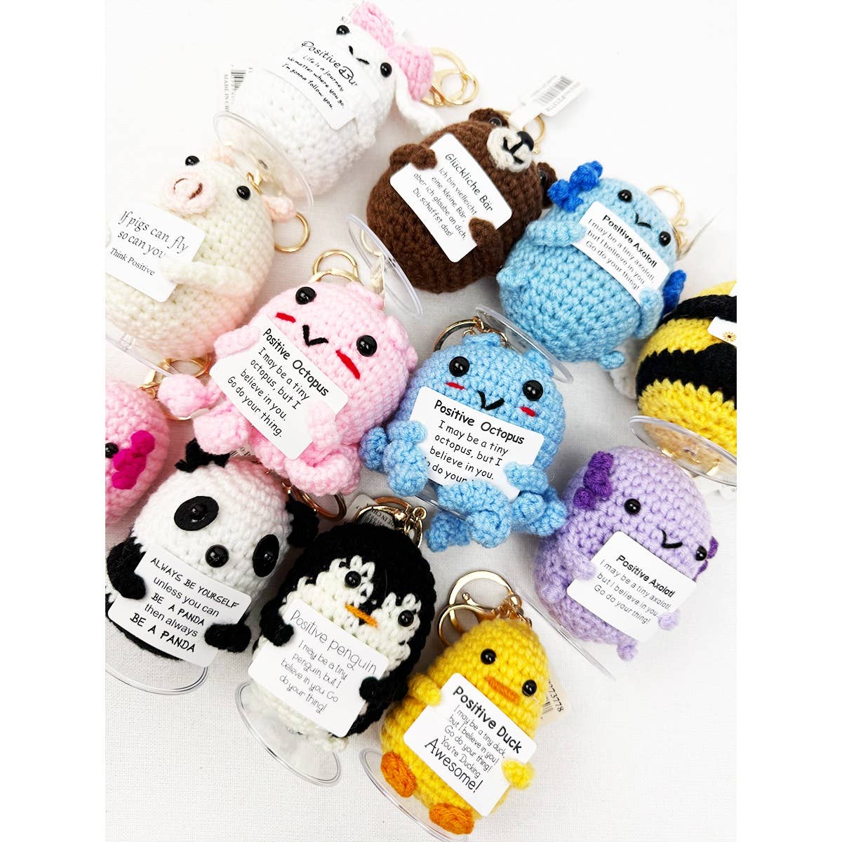 Positive Animal Crochet Keychain
