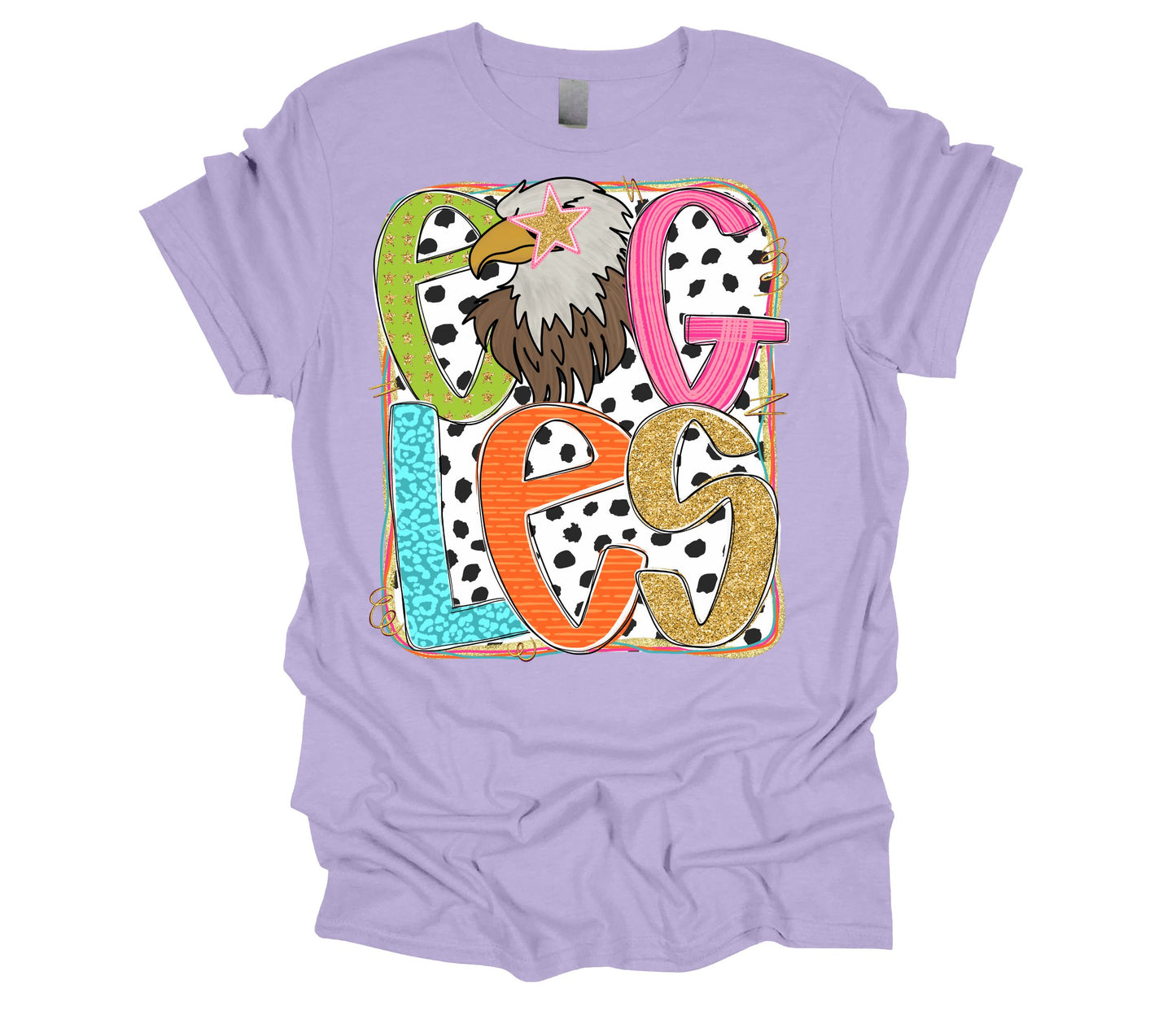 Glitter Colorful Eagles Graphic Tee