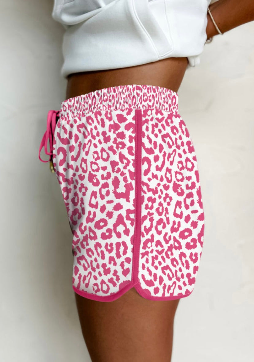 Pink Leopard Athletic Shorts
