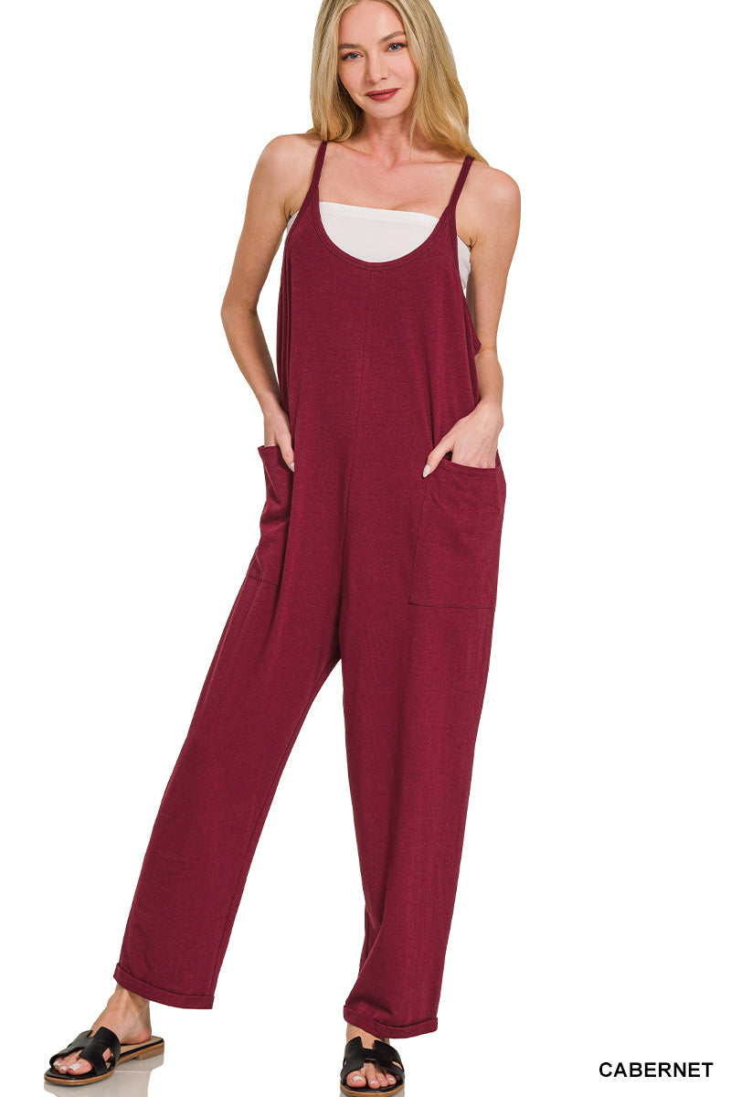 Maroon Spaghetti Strap Jumpsuit Romper
