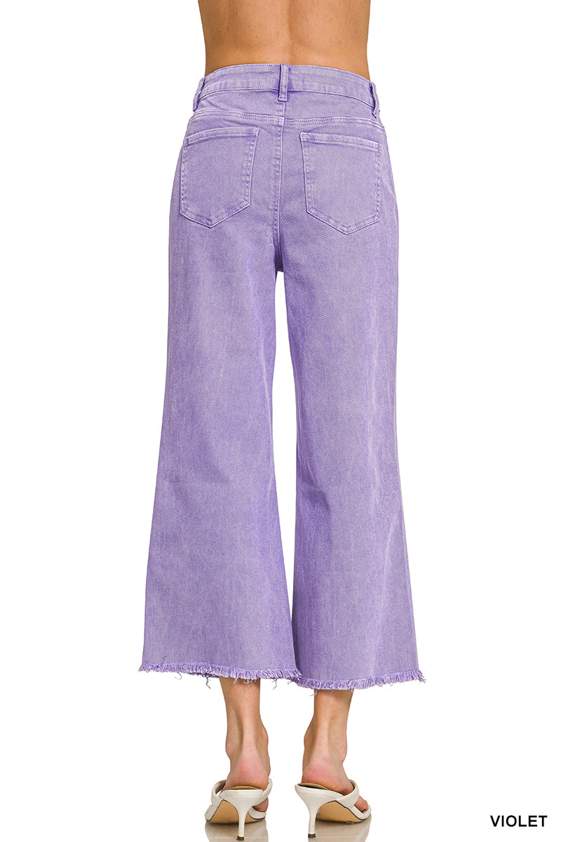 Violet Acid Washed Frayed Hem Jeans