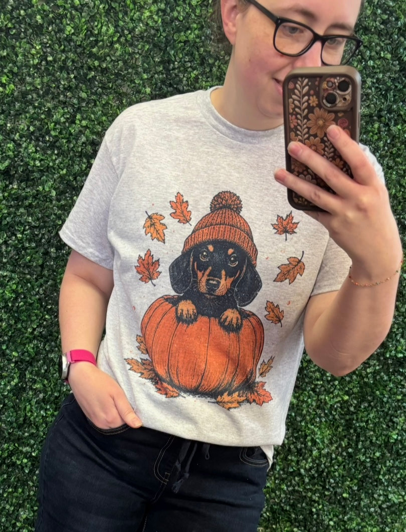 Dachshund Fall Pumpkin Weenie Dog Tee