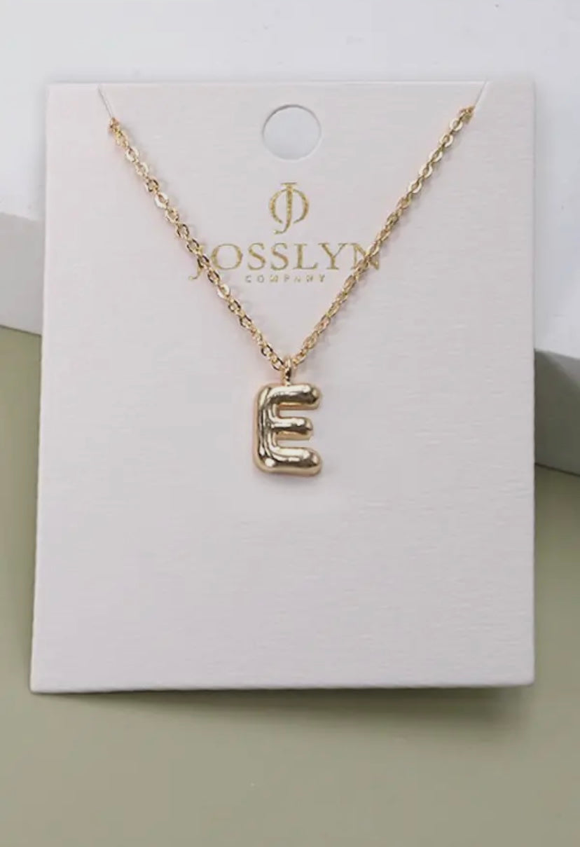 Gold Bubble Initial Necklace