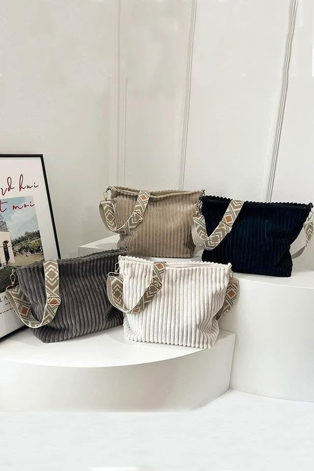 Corduroy Tote Crossbody Bag