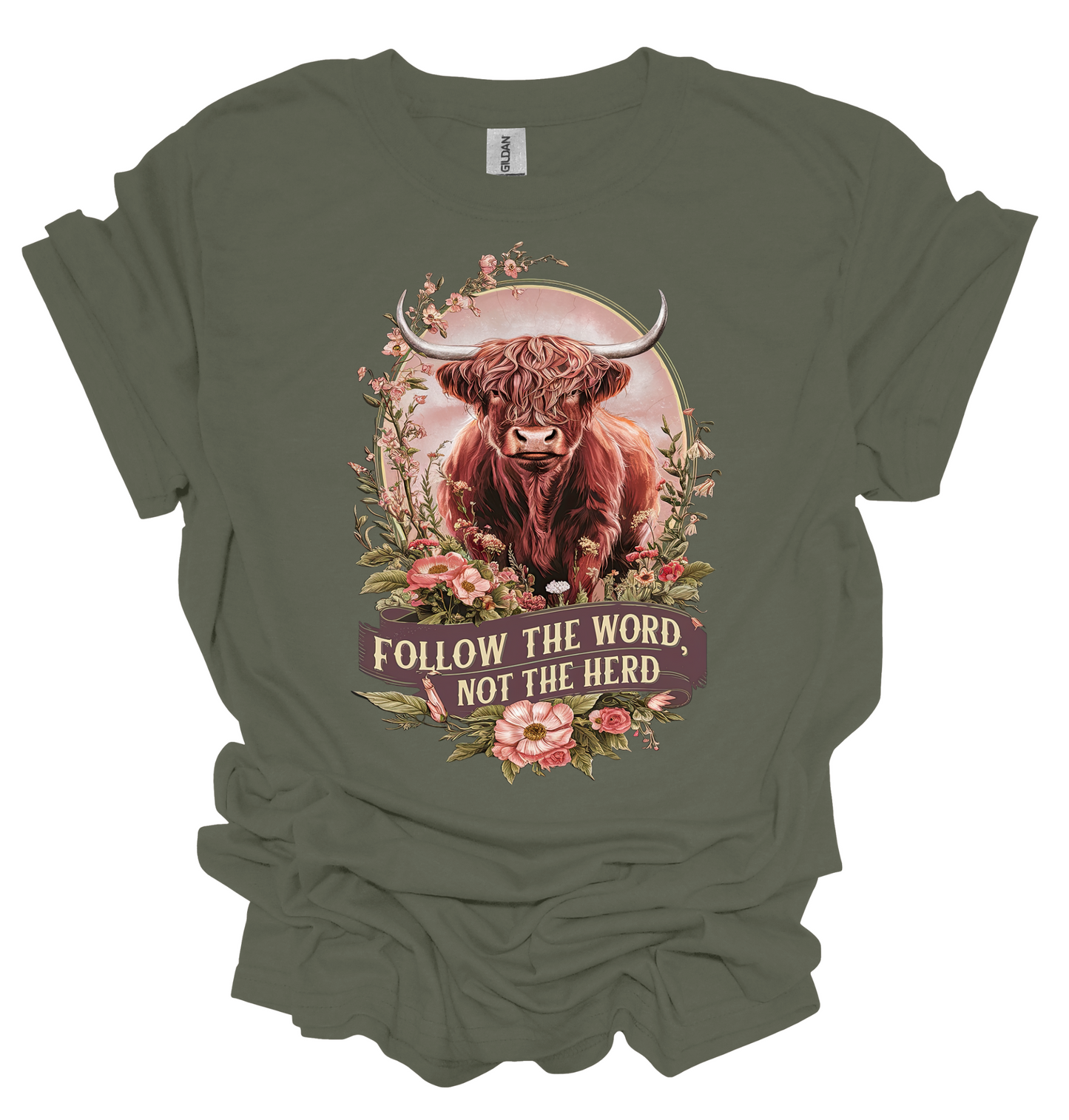 Follow the Word not the Herd Highland Cow Graphic Tee