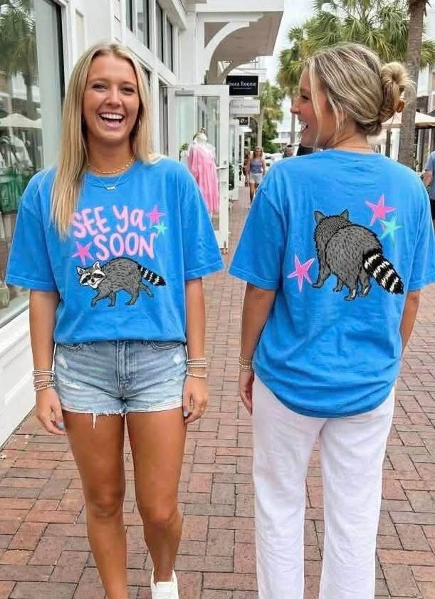See Ya Soon Racoon Front/Back Graphic Tee
