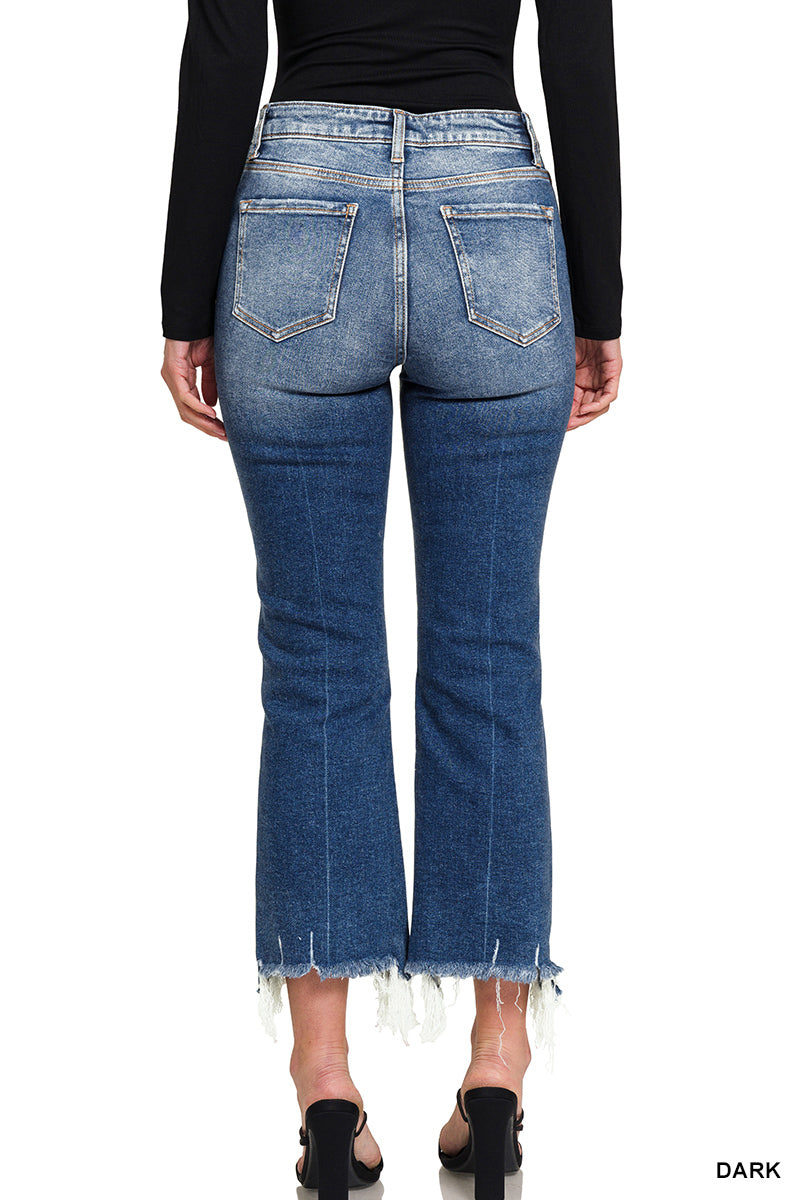 Zenana Kick Crop Flare Denim Pants