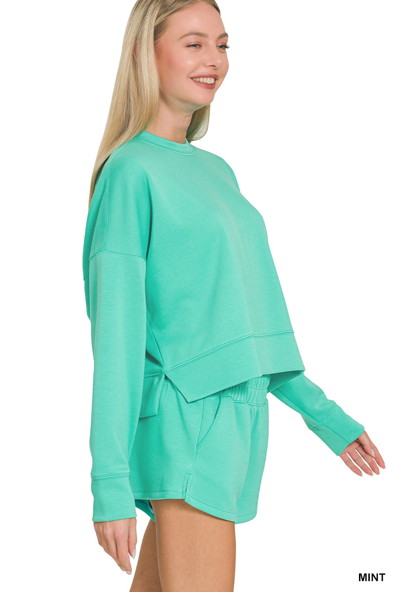 Mint Green Scuba Sweatshirt & Shorts Set