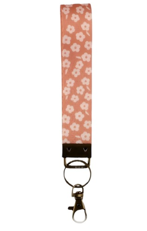 Pink Floral Wristlet Keychain