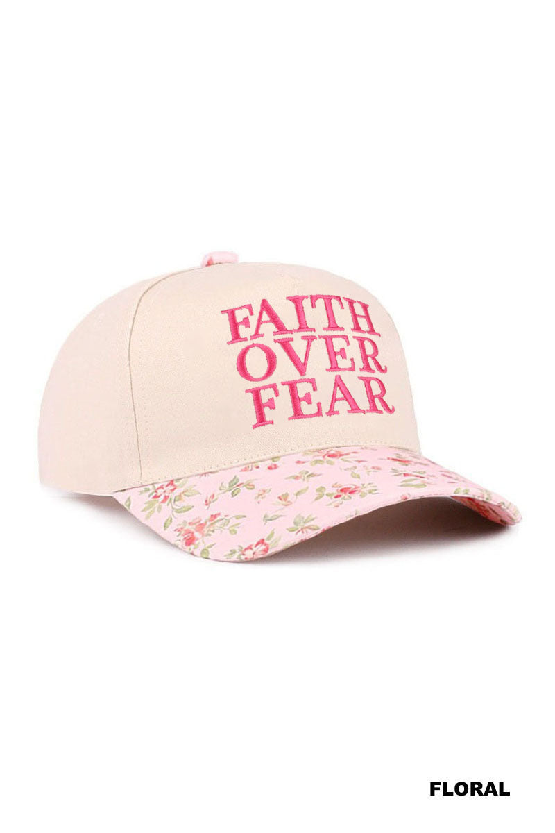 Faith Over Fear Floral Print Trucker Hat