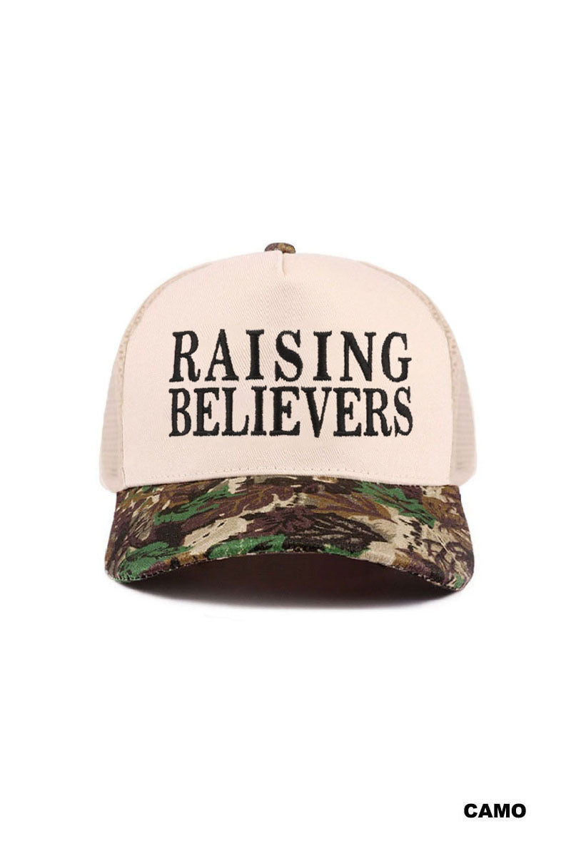 Raising Believers Camo Print Trucker Hat
