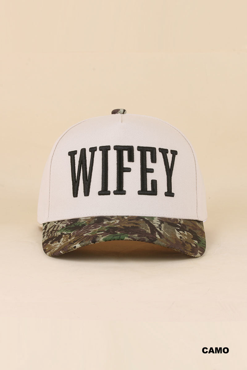 WIFEY Camo Print Trucker Hat