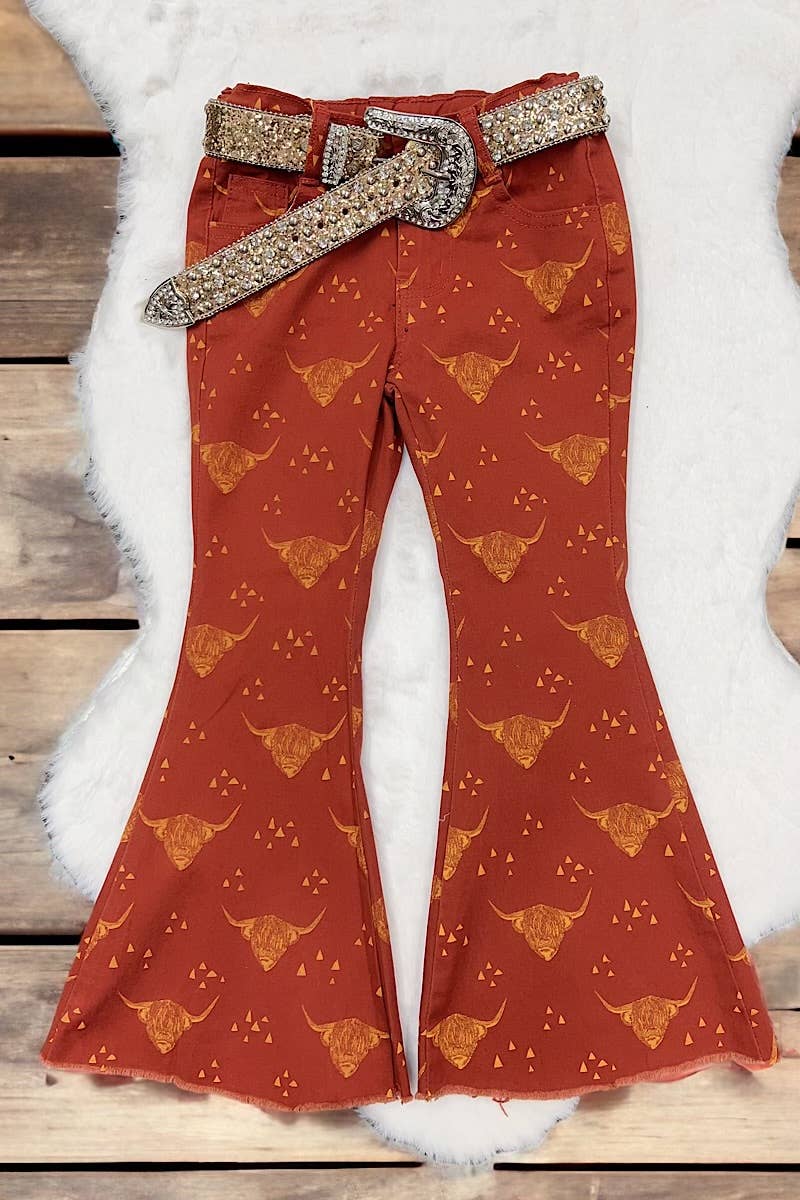 Kids Highland Cow Flare Jeans