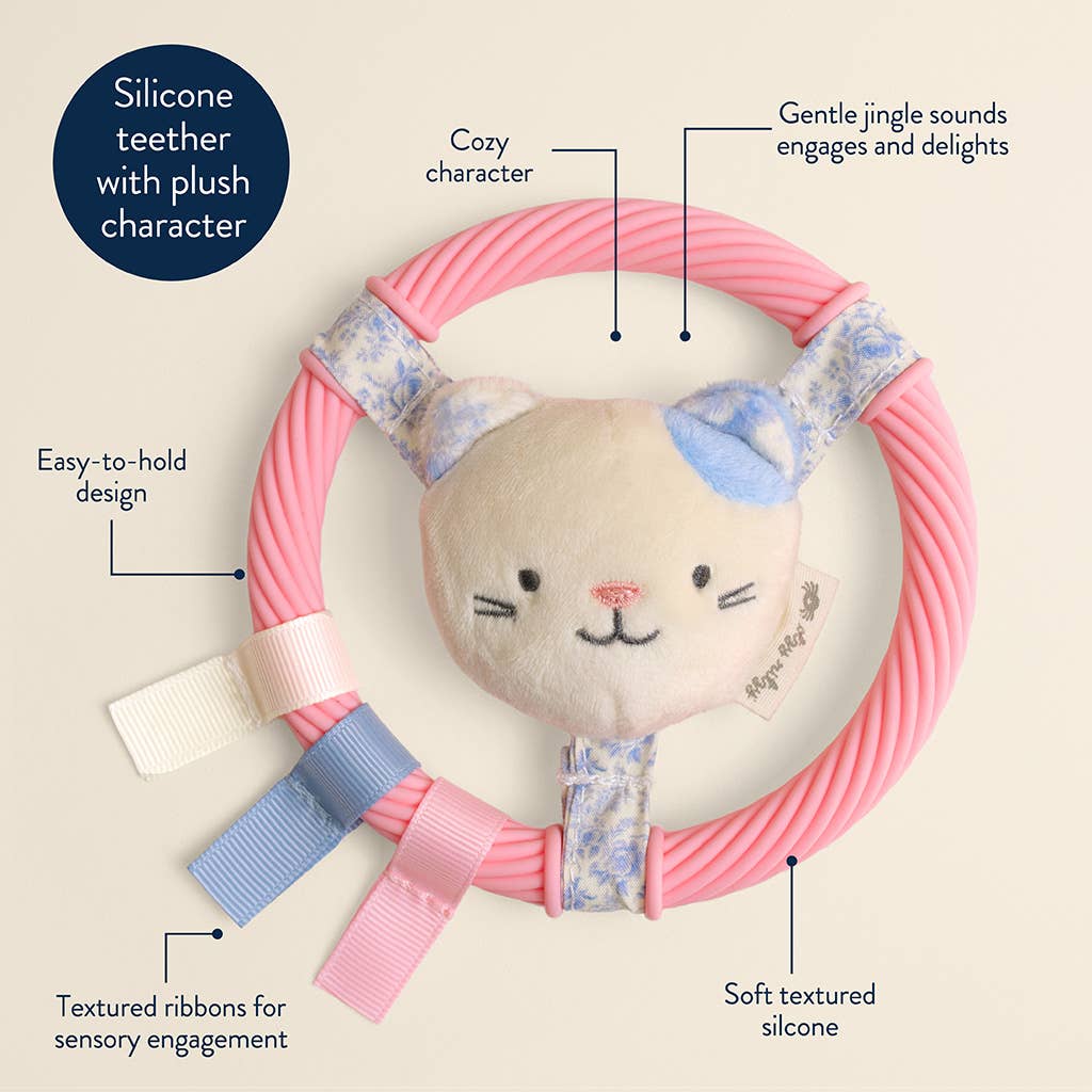 Kitty Itzy Ring Pal™ - Teething Ring with Plush Character: Pink Kitty
