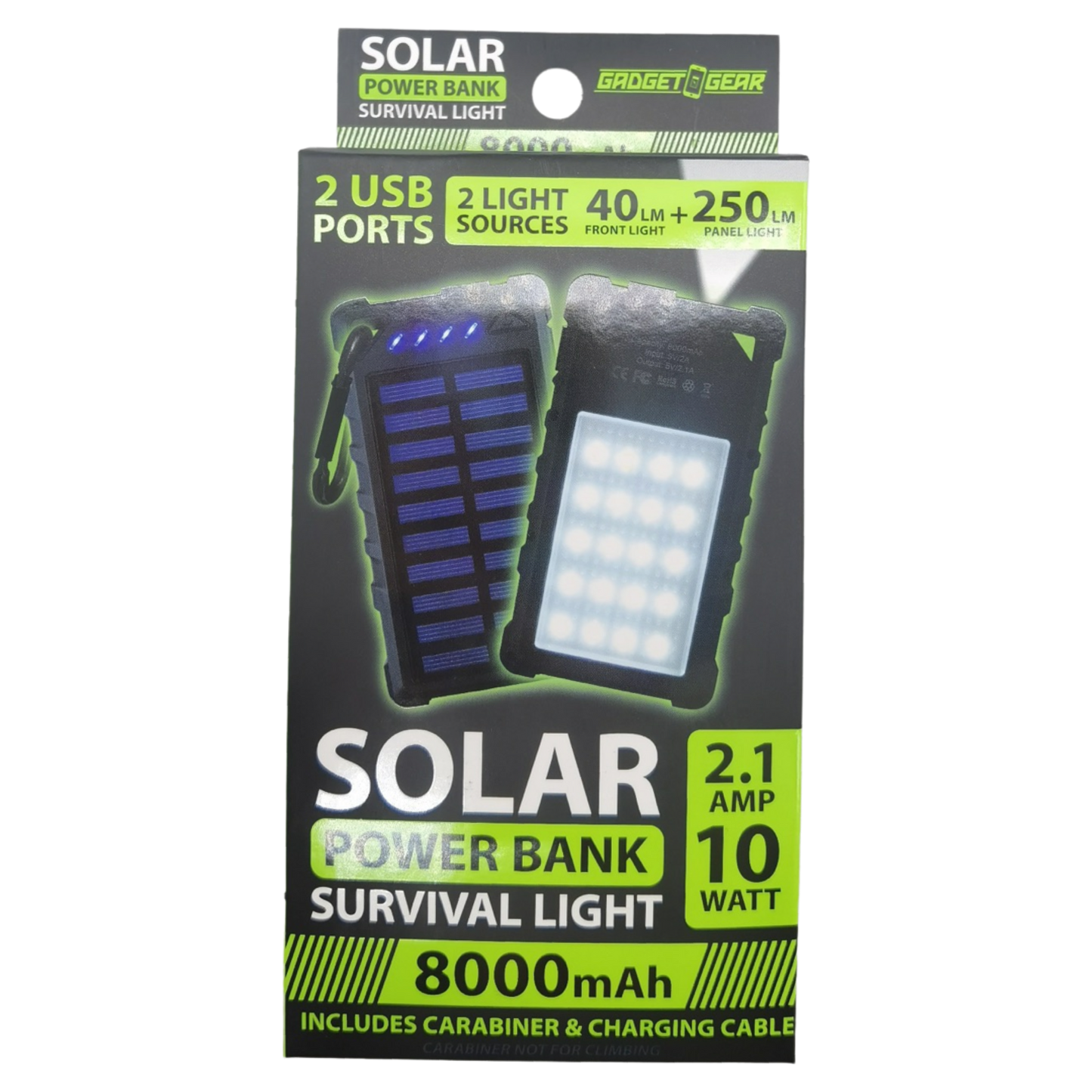 Gadget Gear Survival Solar Power Bank with LED Light