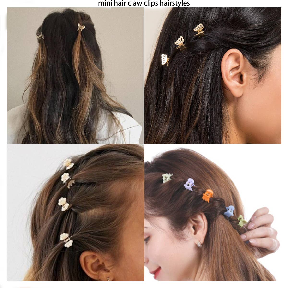Set of 6 Small Floral Claw Hair Clips