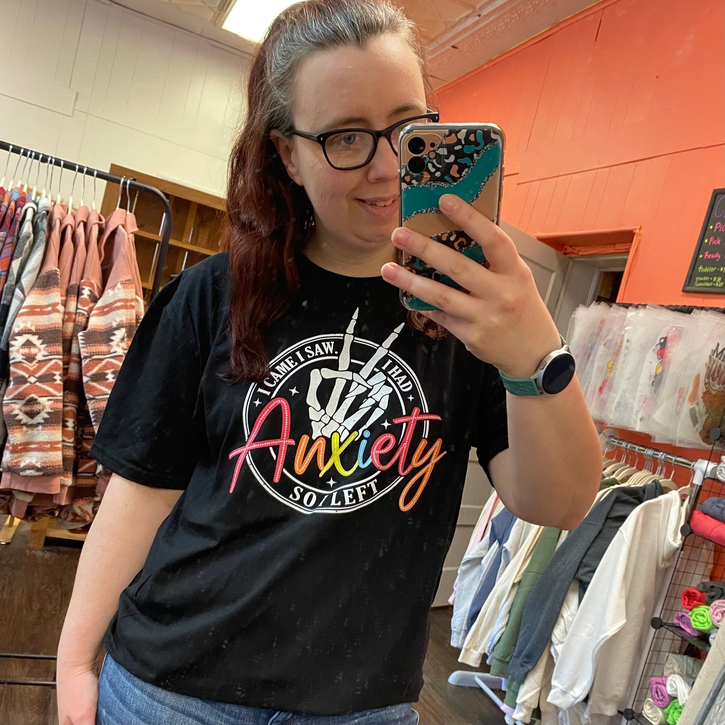 I Came I Saw I Had Anxiety So I Left Black Graphic Tee
