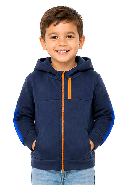 Boy's Navy Fleece Active Zip Up Hoodie