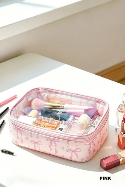 Coquette bow transparent cosmetic bag