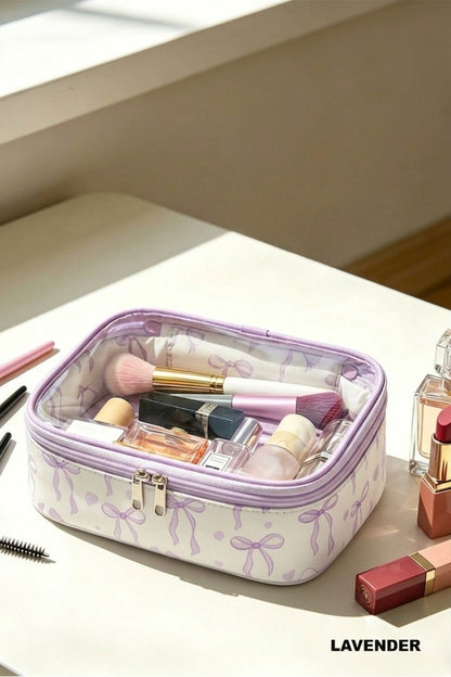 Coquette bow transparent cosmetic bag