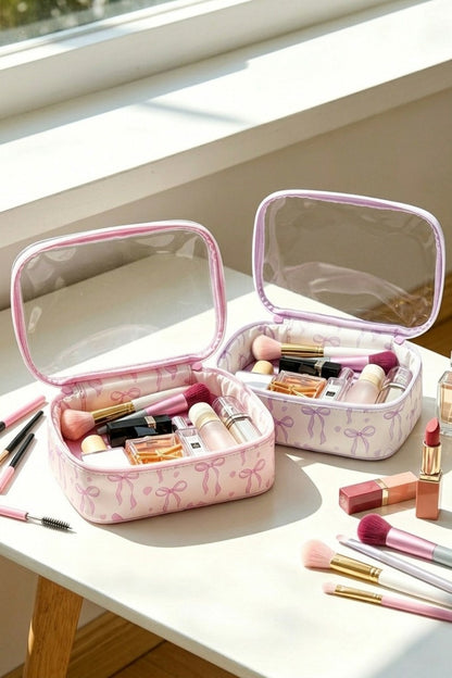 Coquette bow transparent cosmetic bag