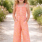 Kids Peach Romper w/ Smocking & Side Pockets