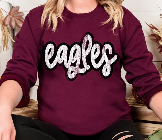Distressed Eagles Maroon Graphic Sweatshirt