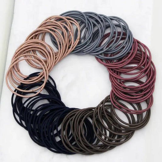 100PCS DARKS ELASTICS HAIR TIES SCRUNCHIES