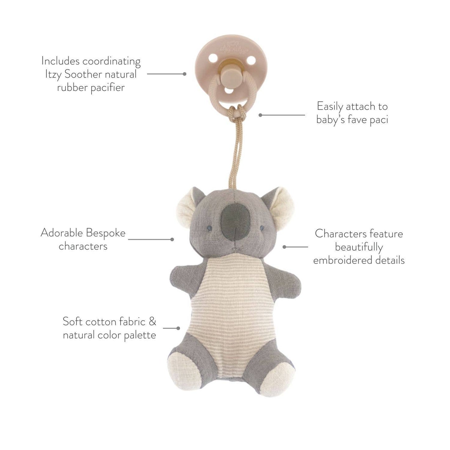 BEAR Bitzy Pal Natural Rubber Pacifier & Plush