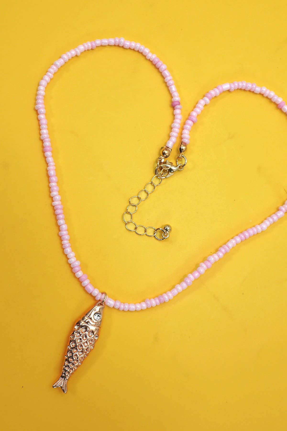 PINK FISH NECKLACE 18K STAINLESS STEEL TARNISH FREE