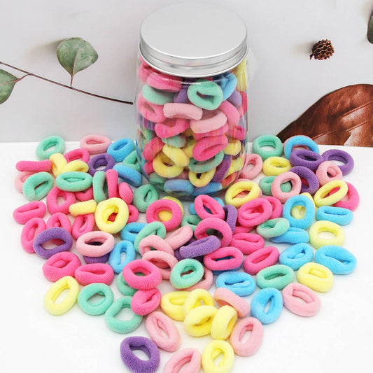 CHILDREN ELASTIC HAIR TIES 100 PC JAR