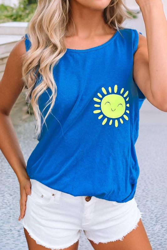 Blue Tank with sunshine Pocket Design