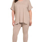 Mocha Microfiber Leggings Set with Short Sleeve Top