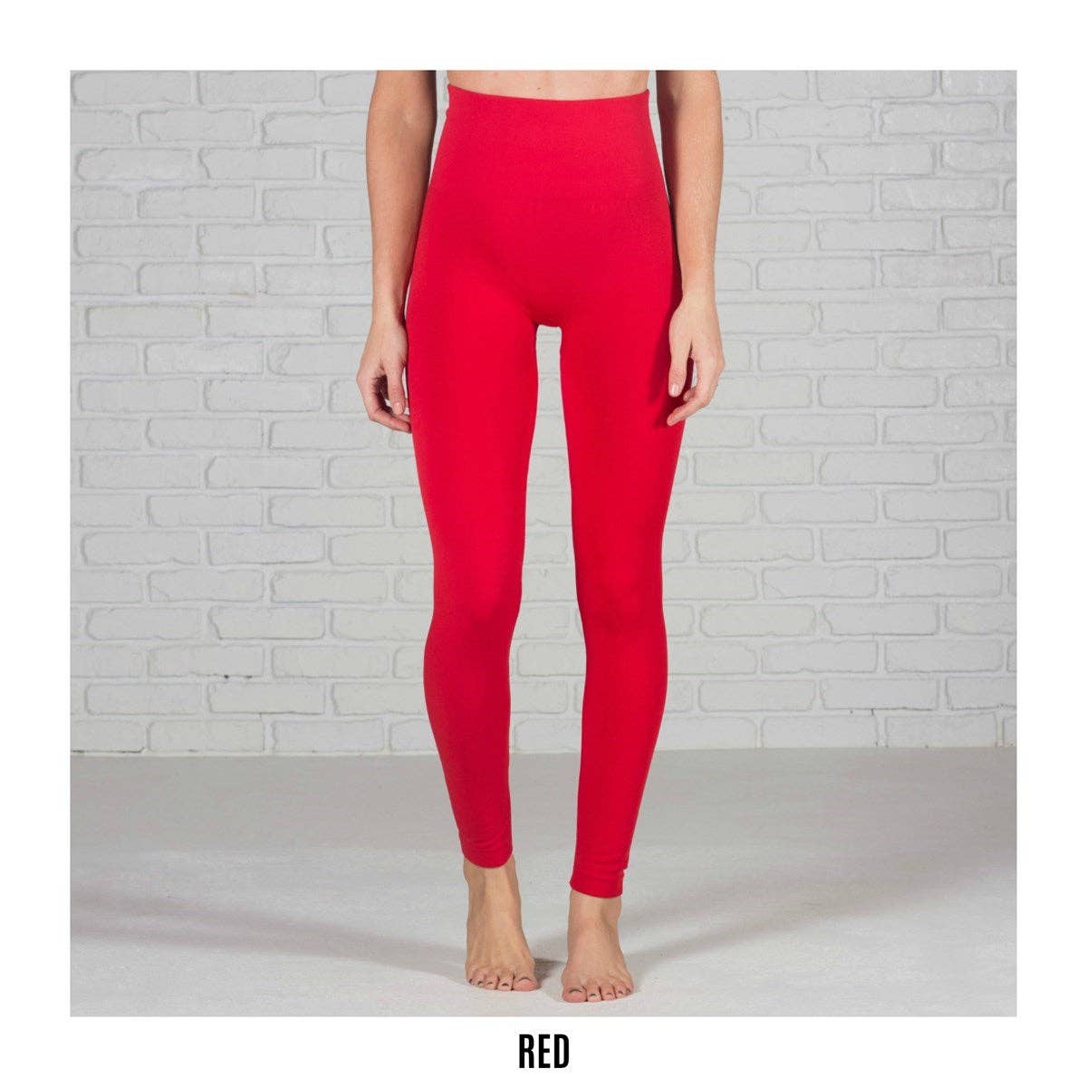 Brown Tummy Control Fleece Lined Leggings - One Size & Curvy
