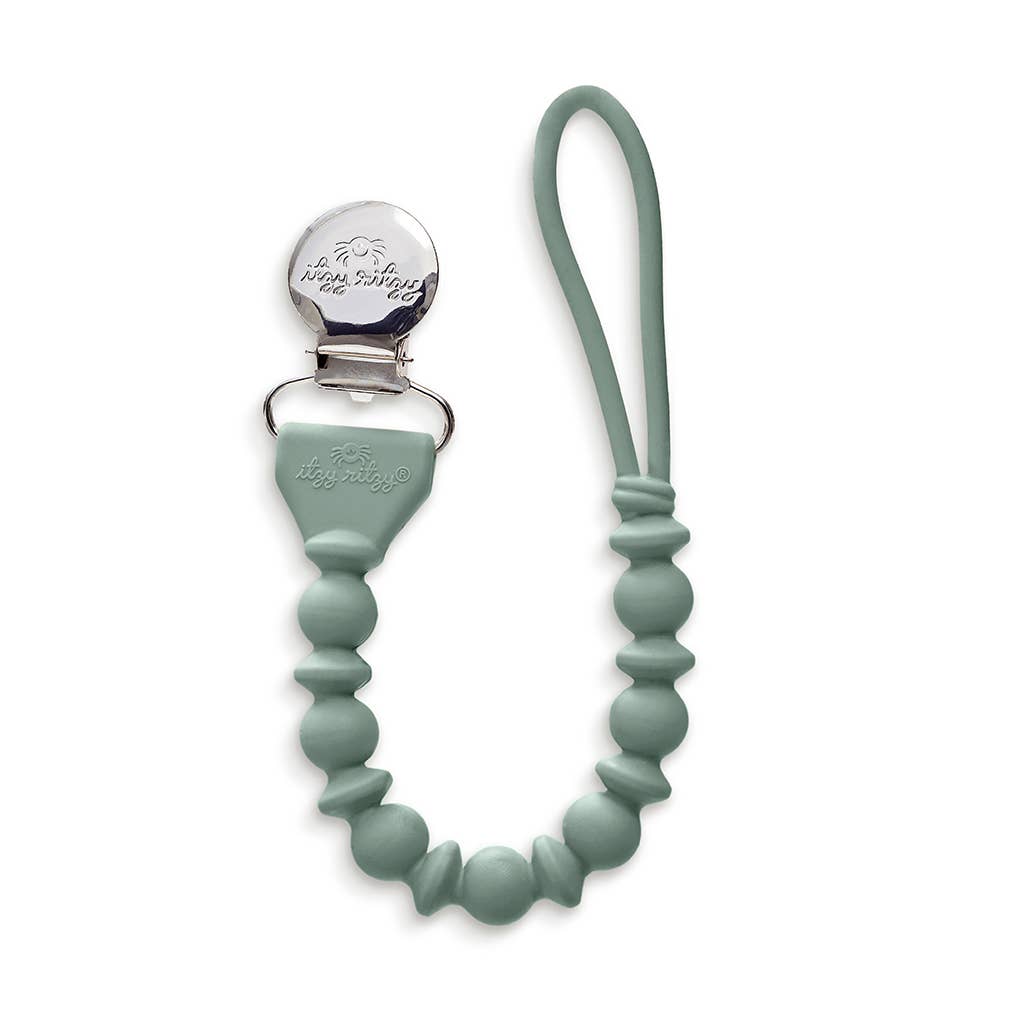 Sweetie Strap™ Silicone One-Piece Pacifier Clips: Pink Beaded