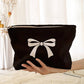 TRAVEL CHECKER BOW COSMETIC MAKEUP POUCH BAG | 40P551: Pink