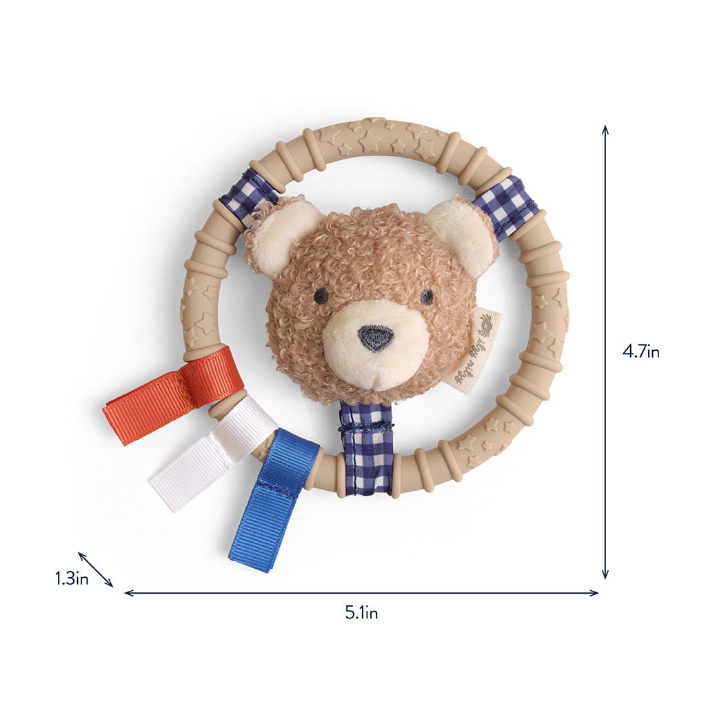 Bear Itzy Ring Pal™ - Teething Ring with Plush Character: Taupe Bear