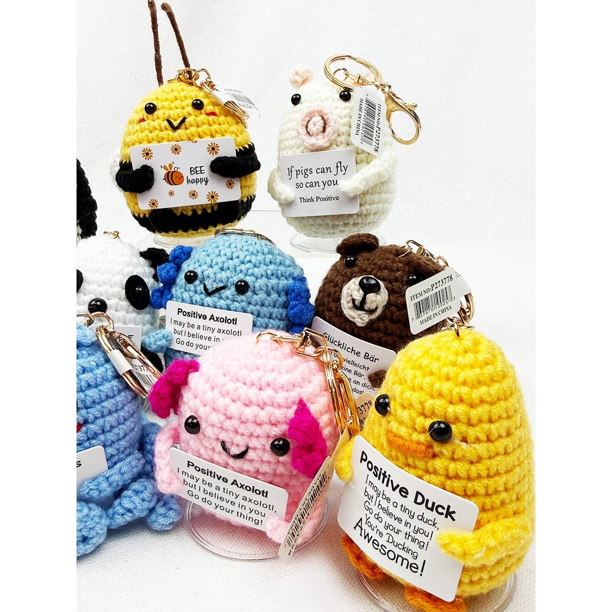 Positive Animal Crochet Keychain