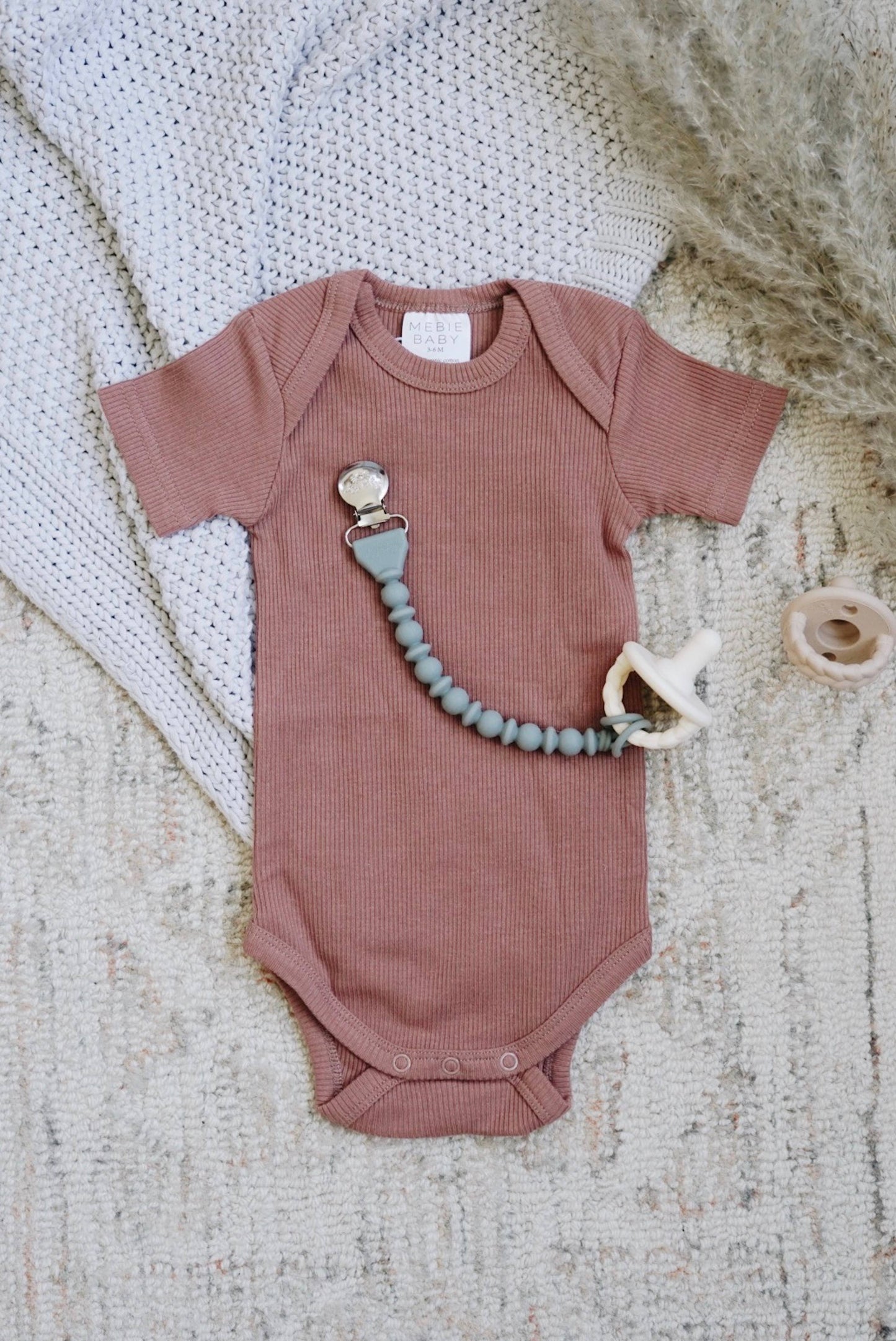 Sweetie Strap™ Silicone One-Piece Pacifier Clips: Succulent Beaded